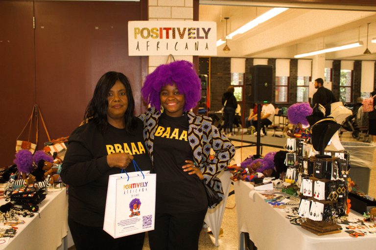 Pat Ononibaku and Aimee Salmon, owner of Positively Africana Pat Ononibaku and Aimee Salmon, owner of Positively Africana