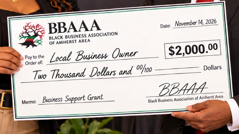 Image depicting a BBAAA micro grant check handover.